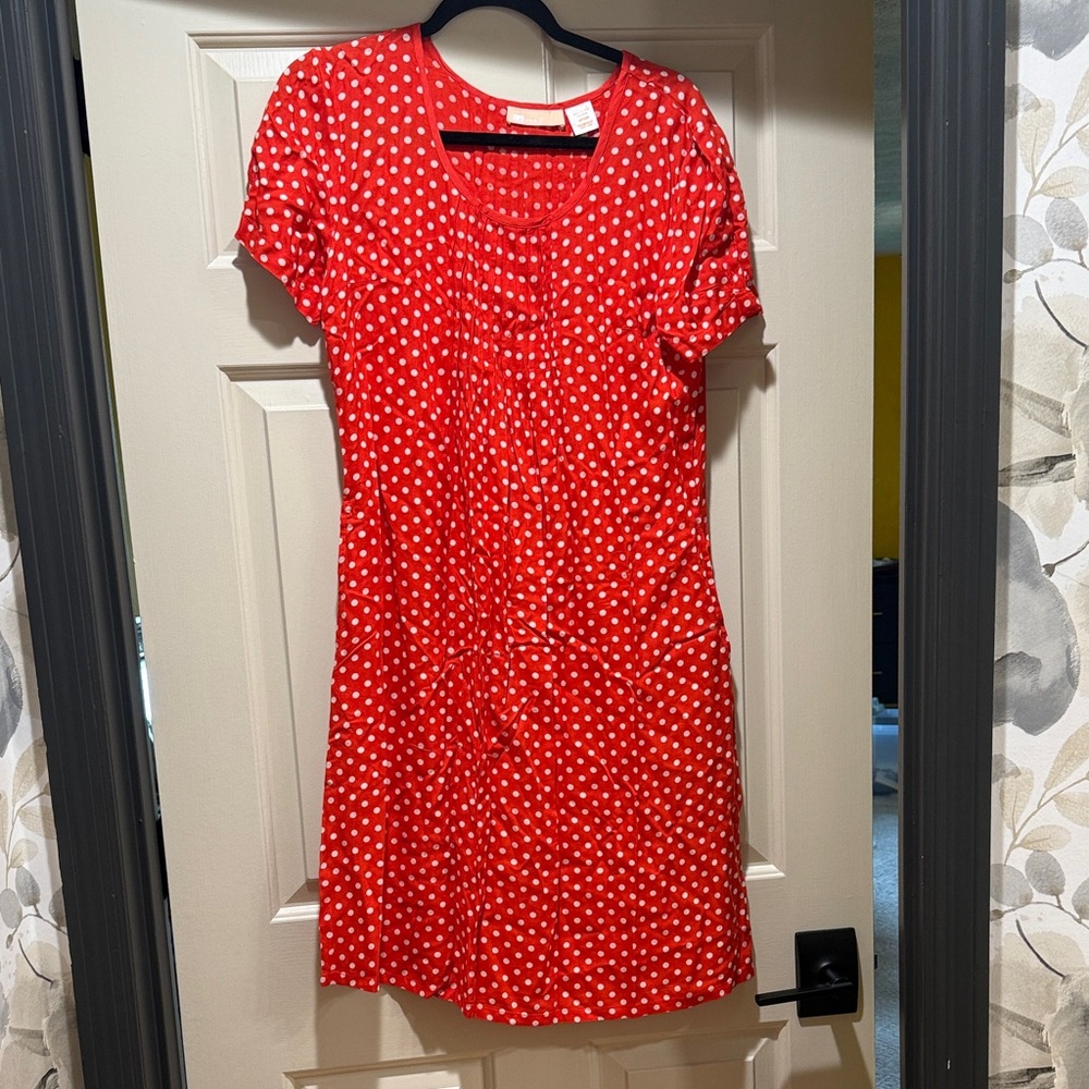 Stylish Red Polka Dot Midi Dress